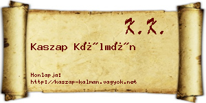 Kaszap Kálmán névjegykártya