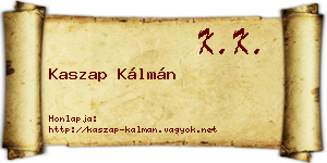 Kaszap Kálmán névjegykártya